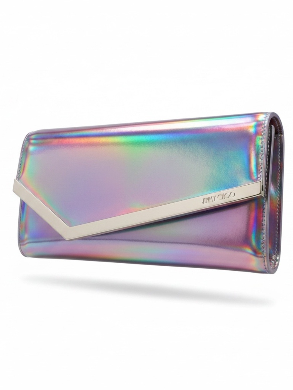 Jimmy Choo Iridescent Holographic Envelope Clutch - Rainbow Sheen